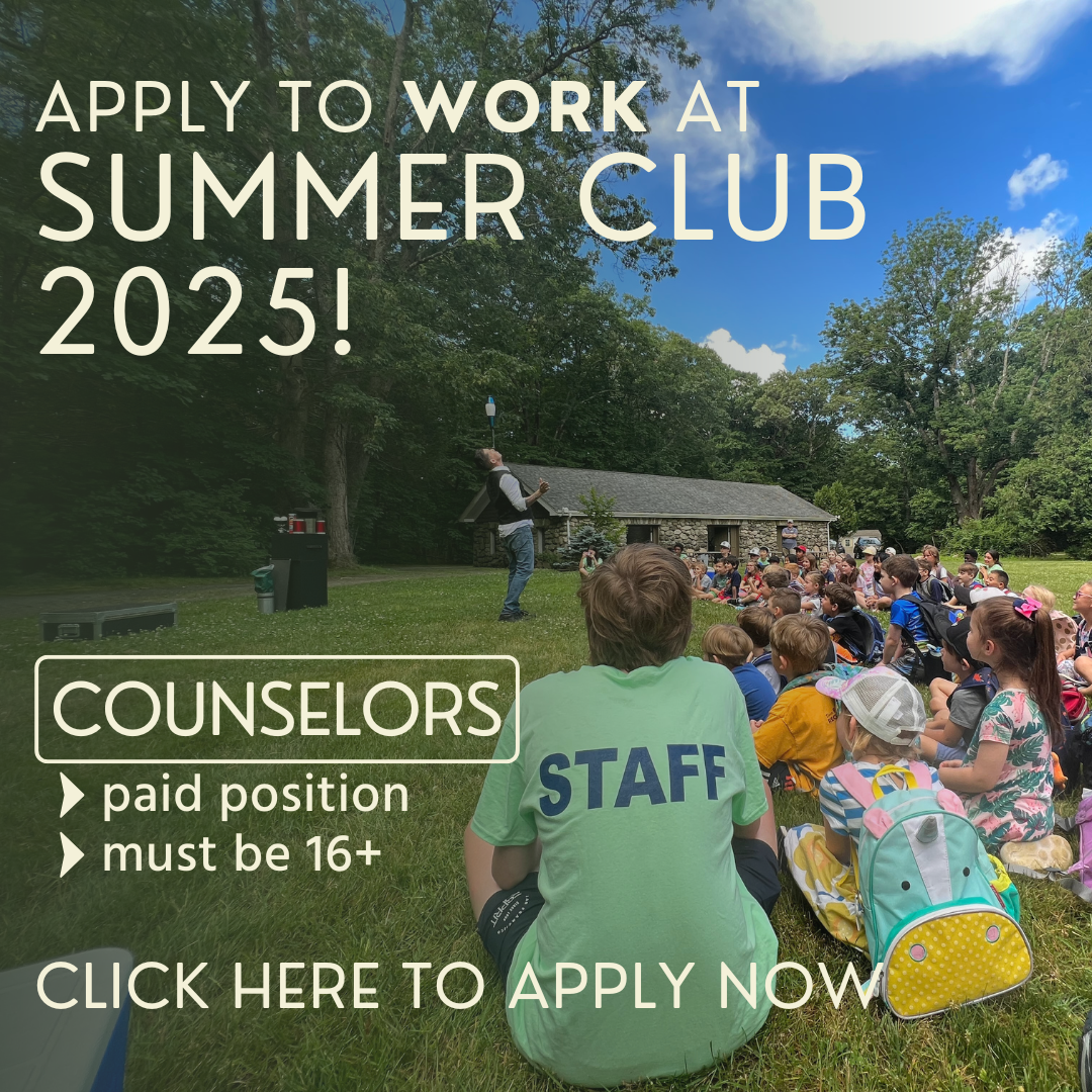 group of children watching a performance with their camp counselor in the foreground