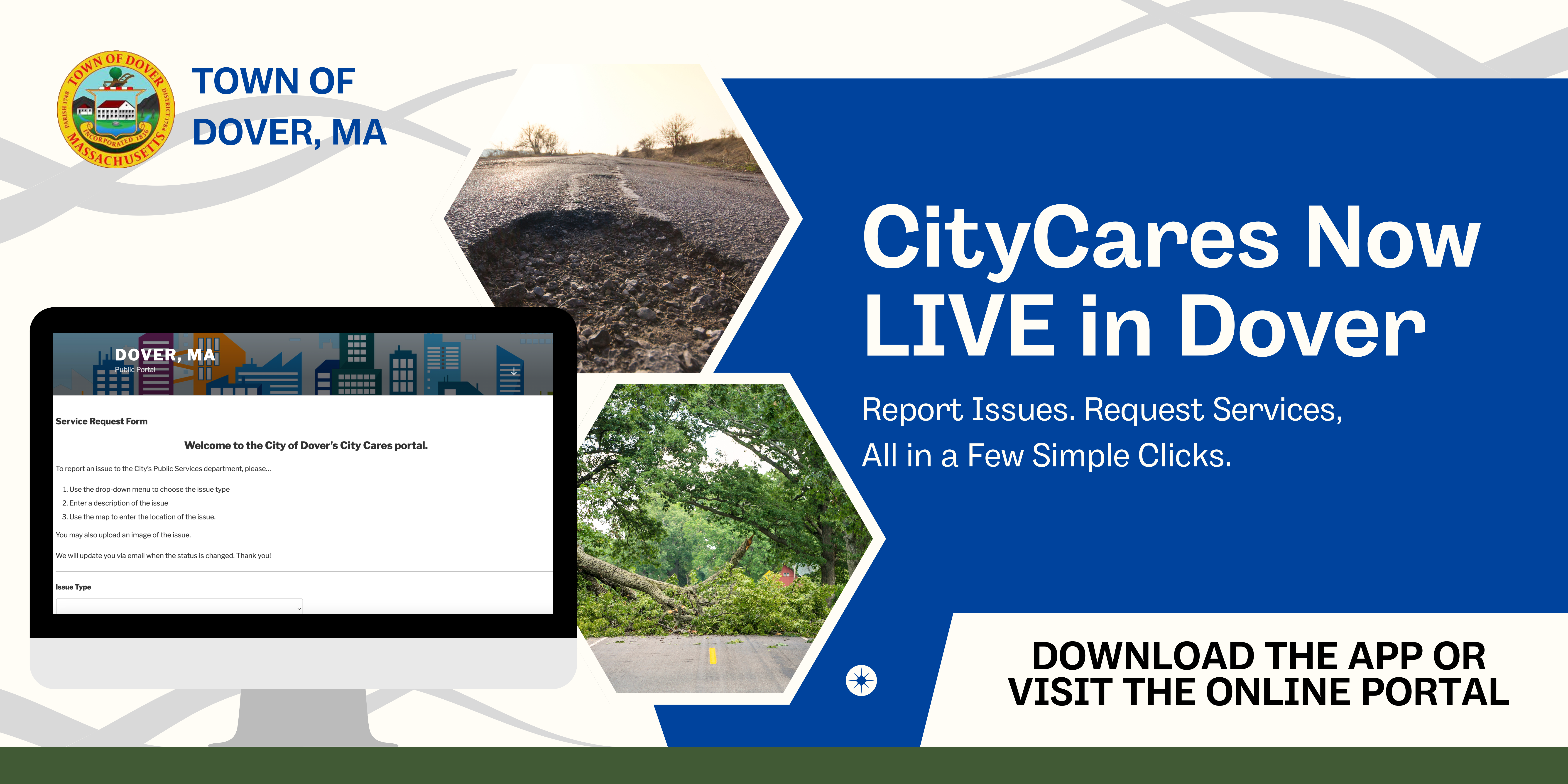 CityCares Report Issues. Request Services.