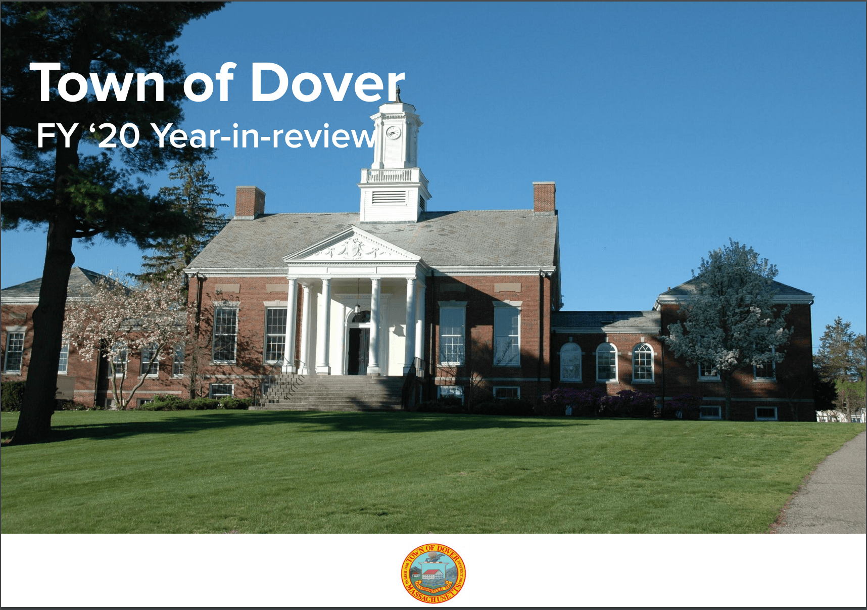 Dover Town House brick building across the green lawn